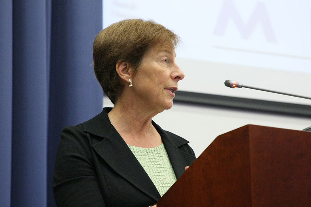 Martha Finnemore speaking at a podium