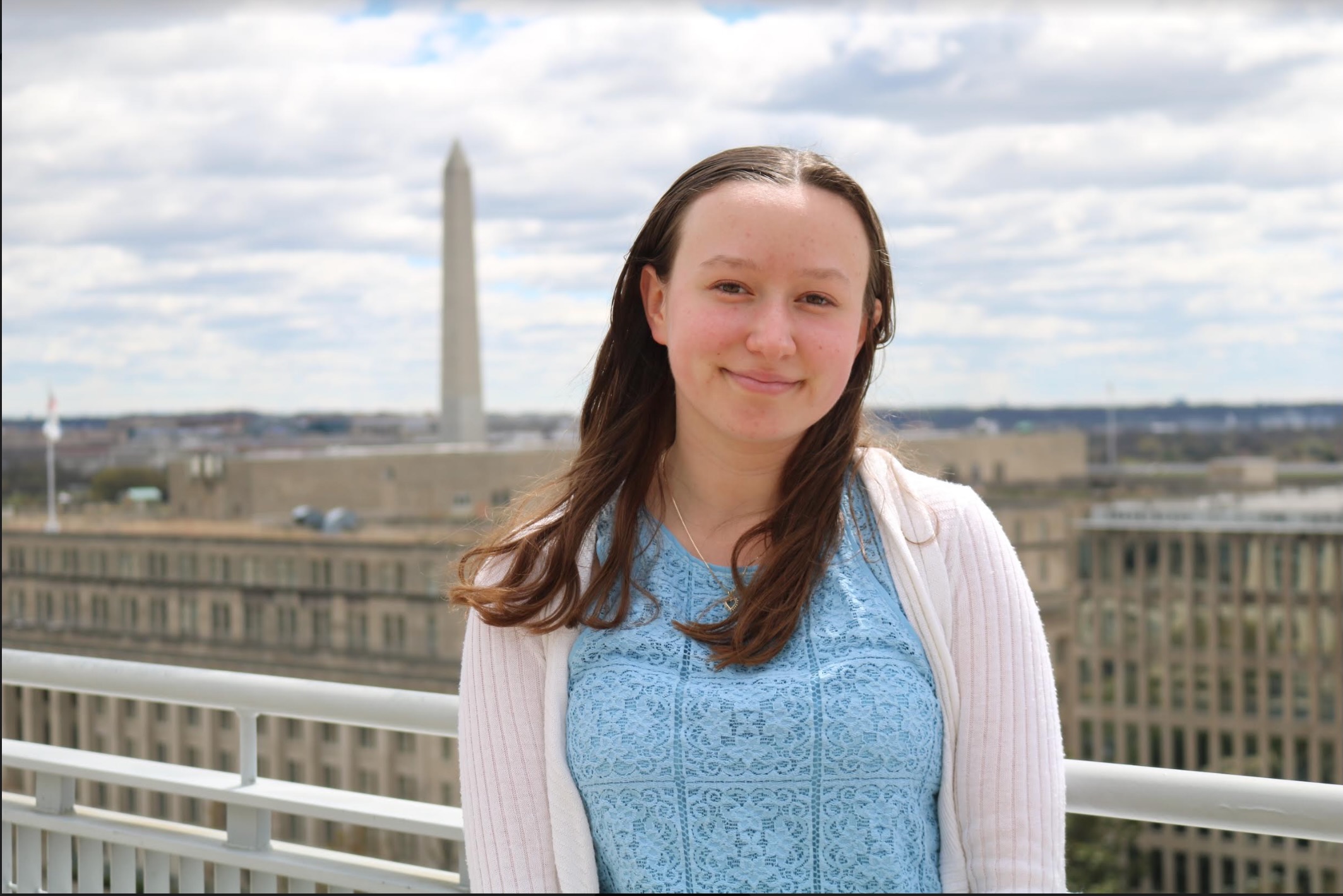 Grace Truslow in front of the Washington Monument